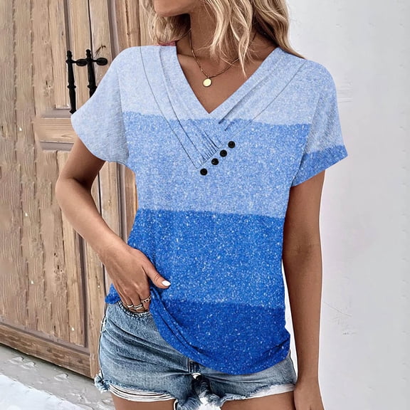 Kayannuo Womens Tops Shirts for Women Valentine's Day Women's Fashion Casual Short Sleeve V-Neck Blouses Shirts