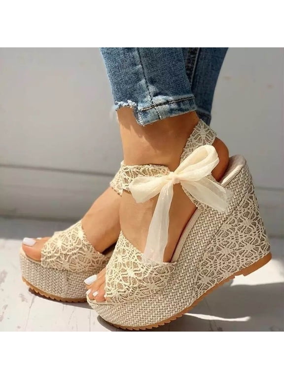 Womens Wedge Sandals Fashion Women Solid Summer Ladies Bandage Sandals Slope Heel Casual Beach Shoes Gifts for Women