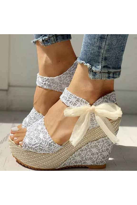 Womens Wedge Sandals Fashion Women Solid Summer Ladies Bandage Sandals Slope Heel Casual Beach Shoes Gifts for Women