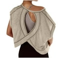 thumbnail image 1 of Kayannuo Workout Tops for Women Open Back Short Sleeve Shirts Backless Gym Yoga Athletic T-shirt Trendy Running Crop Tee Top Khaki S, 1 of 7