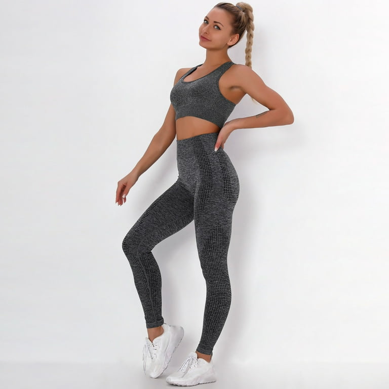 Kayannuo Yoga Pants Women Christmas Clearance Women's Pure Color  Hip-lifting Sports Fitness Running High-waist vest Yoga Suit Dark Gray