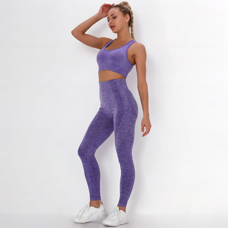 Kayannuo Yoga Pants Women Christmas Clearance Women's Pure Color  Hip-lifting Sports Fitness Running High-waist vest Yoga Suit Purple 