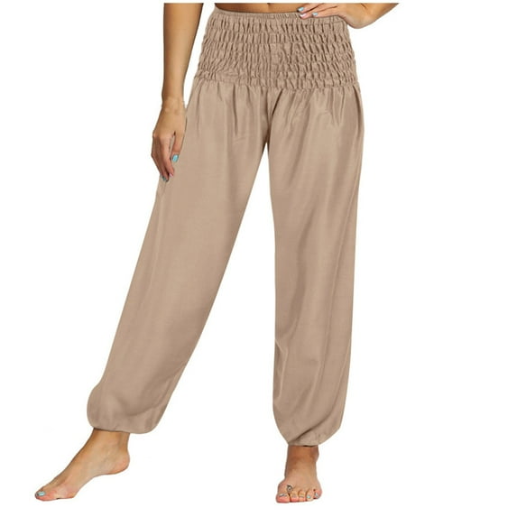 Kayannuo Yoga Pants Women Christmas Clearance Women's Solid Color Comfortable Leisure Dancing Pants Sweatpants Yoga Pants Beige