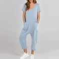 thumbnail image 1 of Kayannuo jumpsuits for women Fashion Women Casual Short Sleeve Jumpsuit Solid Jumpsuits Wide Pocket Leg Pant Light Blue M, 1 of 8