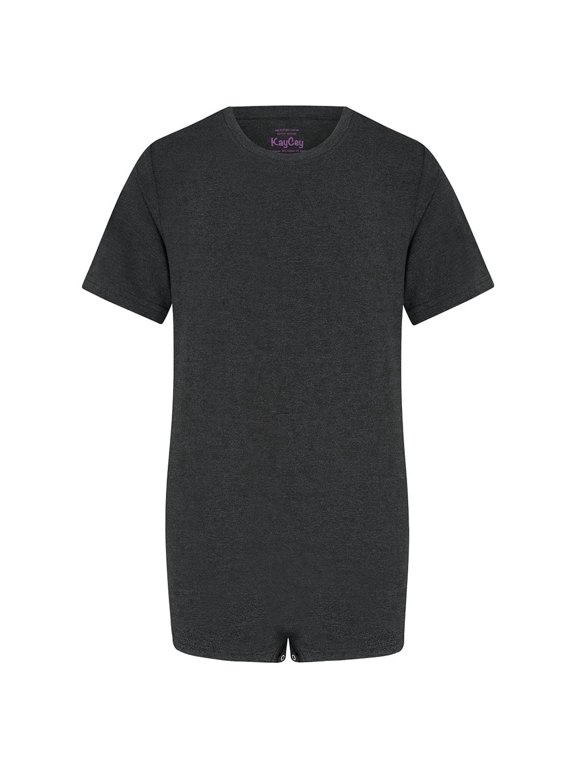 Kaycey Adaptive Clothing Popper Vest, Short Sleeve, Charcoal, Medium