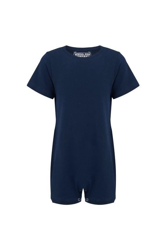 Kaycey Adaptive Clothing Popper Vest, Short Sleeve, Navy, Age 8-9