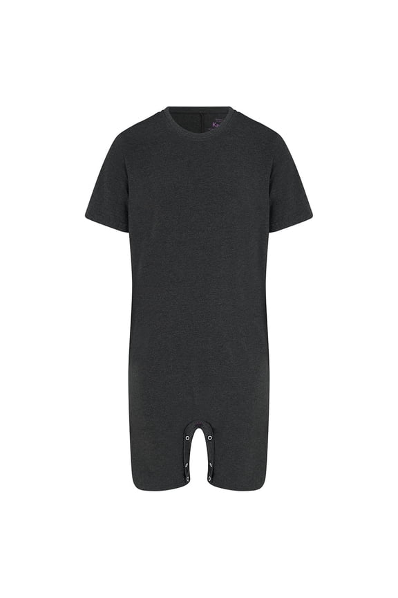 Kaycey Adaptive Clothing Popper Vest, Short Sleeve Short Leg, Charcoal, Age 7-8