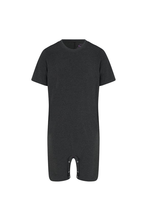 Kaycey Adaptive Clothing Popper Vest, Short Sleeve Short Leg, Charcoal, Age 8-9