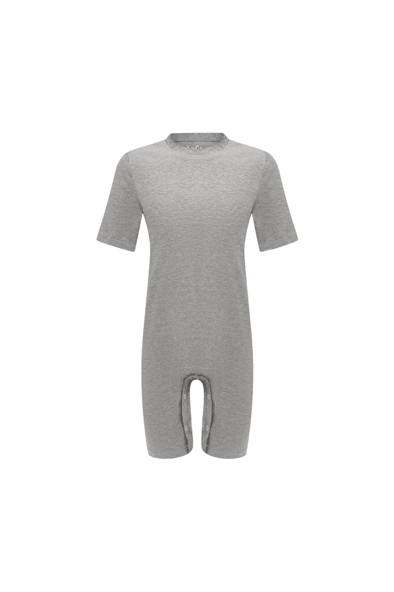 Kaycey Adaptive Clothing Popper Vest, Short Sleeve Short Leg, Grey, Age 13-14