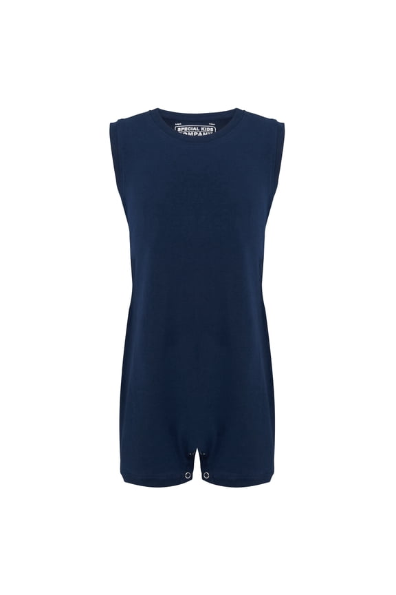 Kaycey Adaptive Clothing Popper Vest, Sleeveless, Navy, Age 13-14