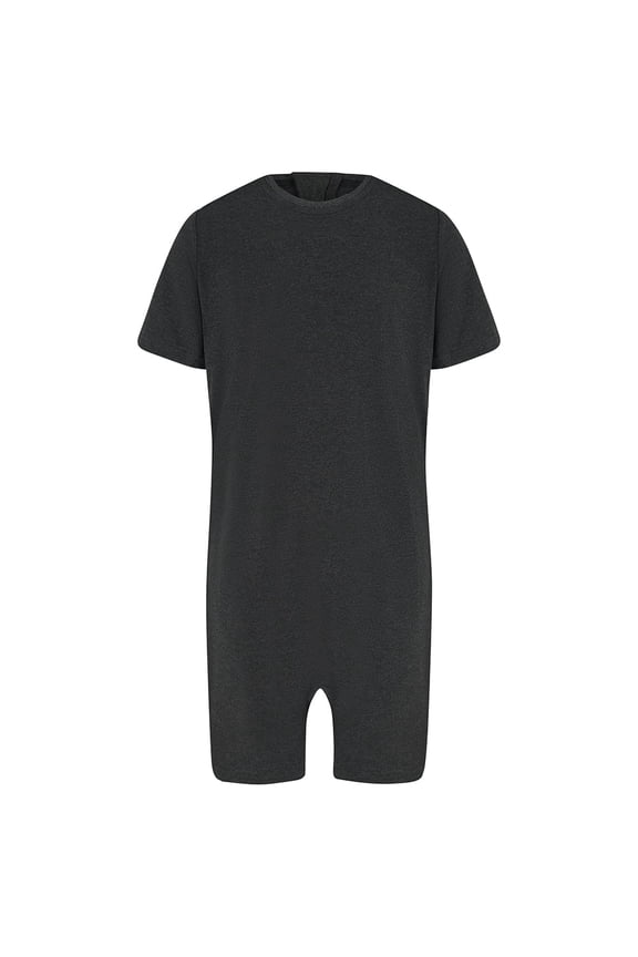 Kaycey Adaptive Clothing Zipback Jumpsuit, Short Sleeve Short Leg, Charcoal, Age 15-16