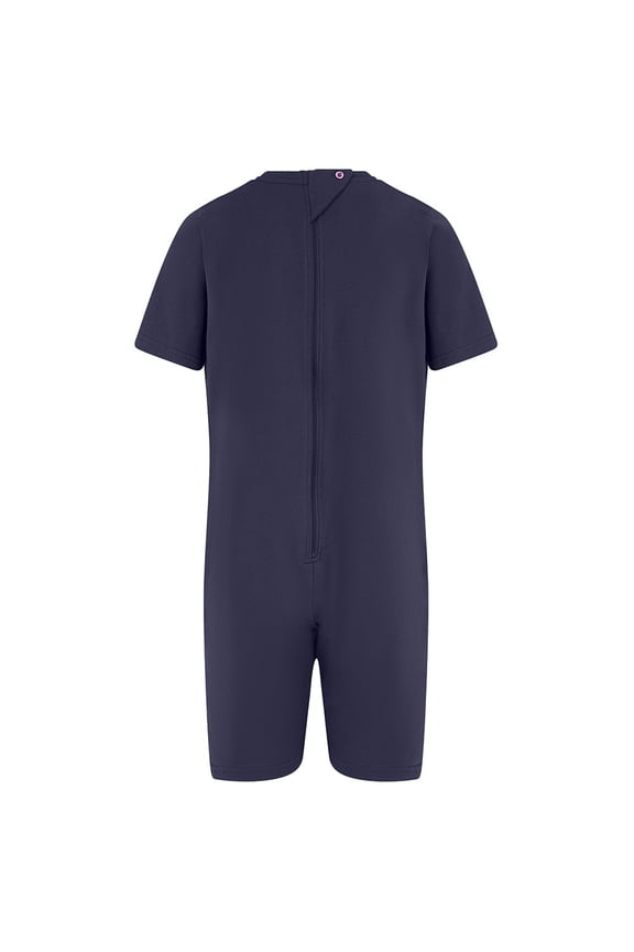 Kaycey Adaptive Clothing Zipback Jumpsuit, Short Sleeve Short Leg, Charcoal, Medium