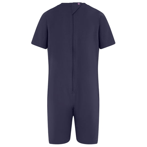 Kaycey Adaptive Clothing Zipback Jumpsuit, Short Sleeve Short Leg, Charcoal, Small