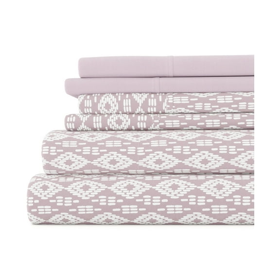 Kaycie Gray Dashed Diamond Easy Care 6-Pc. Sheet Set, Full Bedding