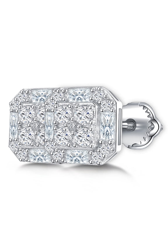1 Pair 1.11 Carat Moissanite 925 Sterling Silver Stud, Square Cut Corner Earrings for Women