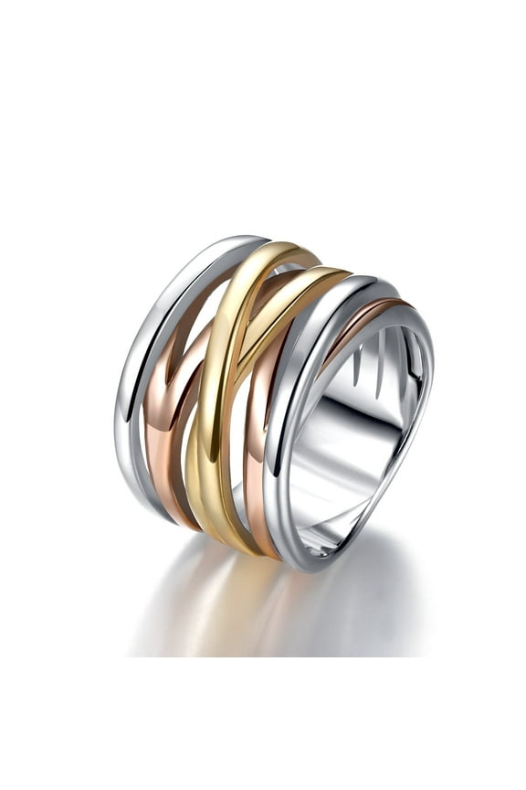 Multiple Criss Cross Rings for Women Eternity Fashion Statement Stainless Steel High Polished Enhancer Finger Knuckle Jewelry for Gift