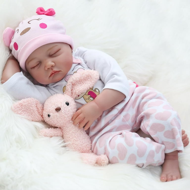 Boneca Bebê Reborn Dormindo Kaydora Sleeping Rabbit 55 cm Lifelike Reborn  Baby - Miami Outlet Importados