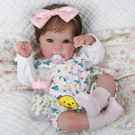 Kaydora Realistic Reborn Baby Dolls - 18 Inch Lifelike Newborn Baby Dolls Girl Real Life Soft Body Baby Doll Gift Toy with Feeding Accessories for Kids Age 3+