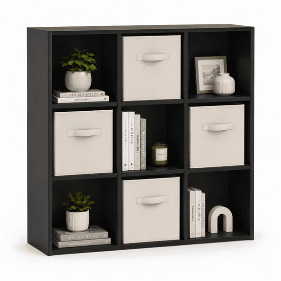 Kayerdos 9 Cube Storage Organizer Bookcase with Removable Back Panels, Heavy Duty Storage Shelf, Black