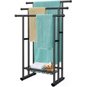 Kayfia 40" H Free Standing Towel Rack, 3 Tier Alloy Steel Towel Rack Stand with Basket