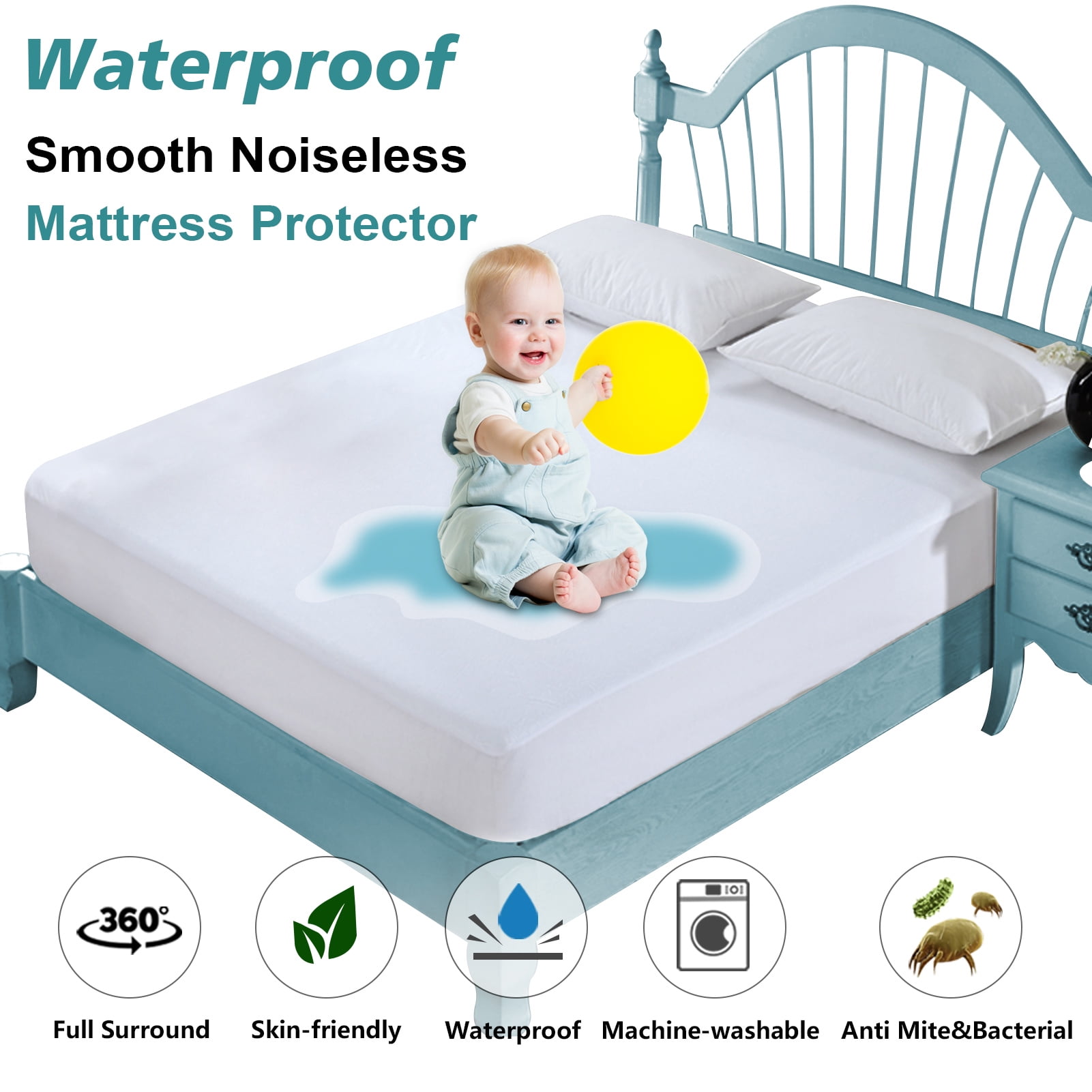 Ambesonne Water Resistant Mattress Protector Twin Size Soft Microfiber  Great for Pets Cool Breathable and Noiseless Safeguard Allows Air and Heat  to