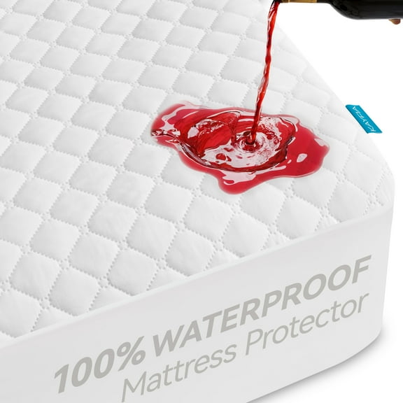 Kayfia Waterproof Mattress Protector, Queen Size Soft Breathable 3D Air Fabric Mattress Cover, Noiseless Mattress Pad with Deep Pocket 6"-21" Machine Washable