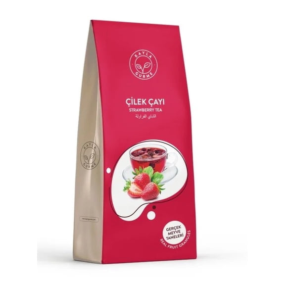 Kayla Gurme Strawberry Fruit Tea 17.6 oz (500 g) | Real Strawberry Pieces | Instant Powder Drink | Hot & Iced | Naturally Sweetened | No Artificial Additives