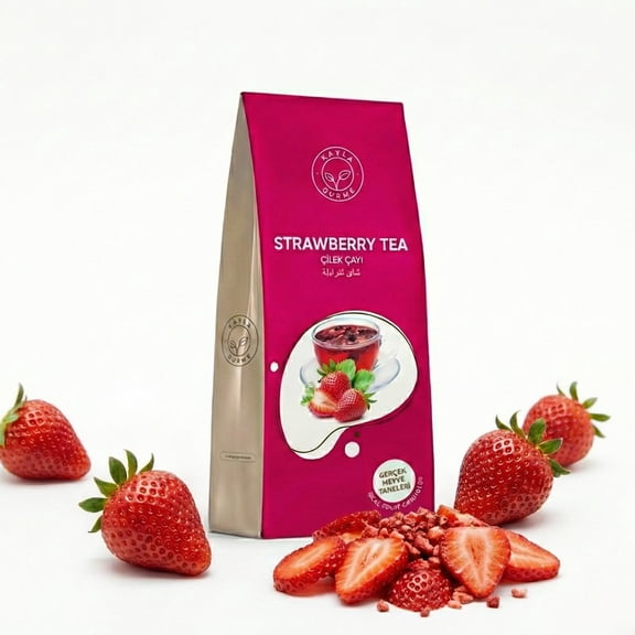 Kayla Gurme Strawberry Tea  8.8 oz (250 g) | Real Strawberry Pieces | Naturally Sweetened | Hot & Iced Tea | No Artificial Additives