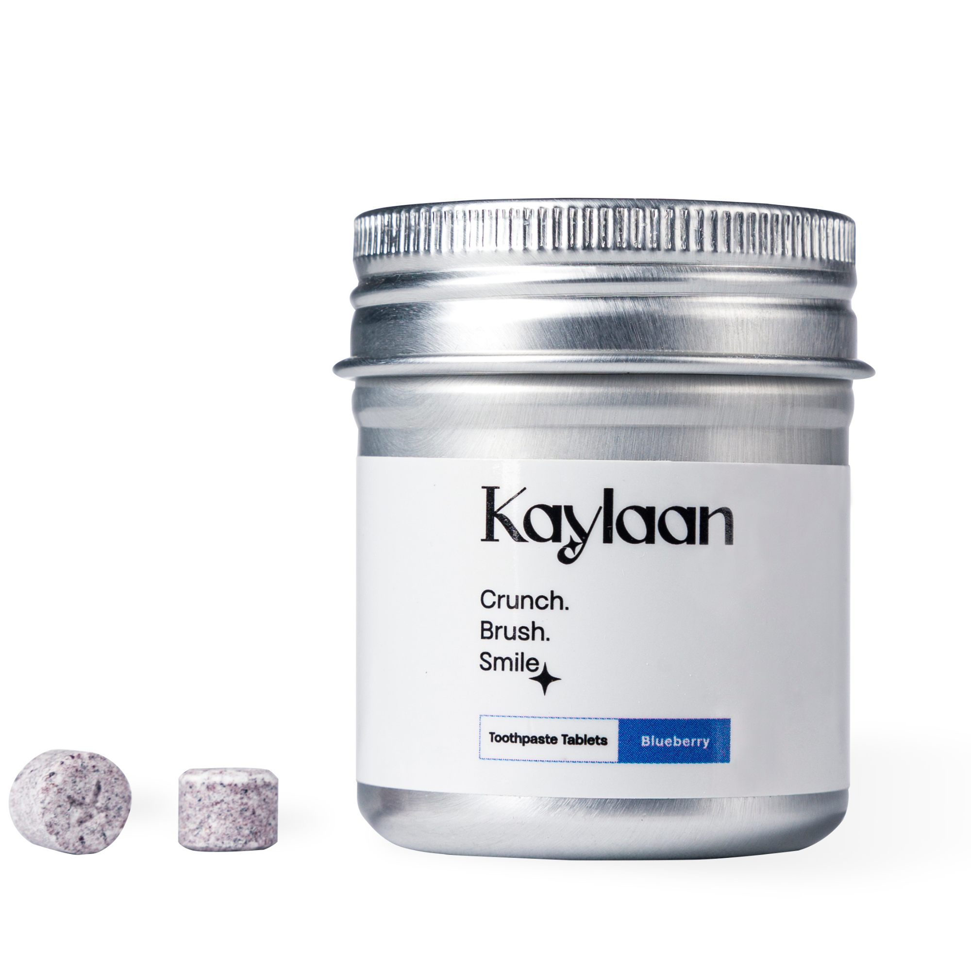 Kaylaan Fluoride Toothpaste Tablets Blueberry Flavor 90 Counts, Eco