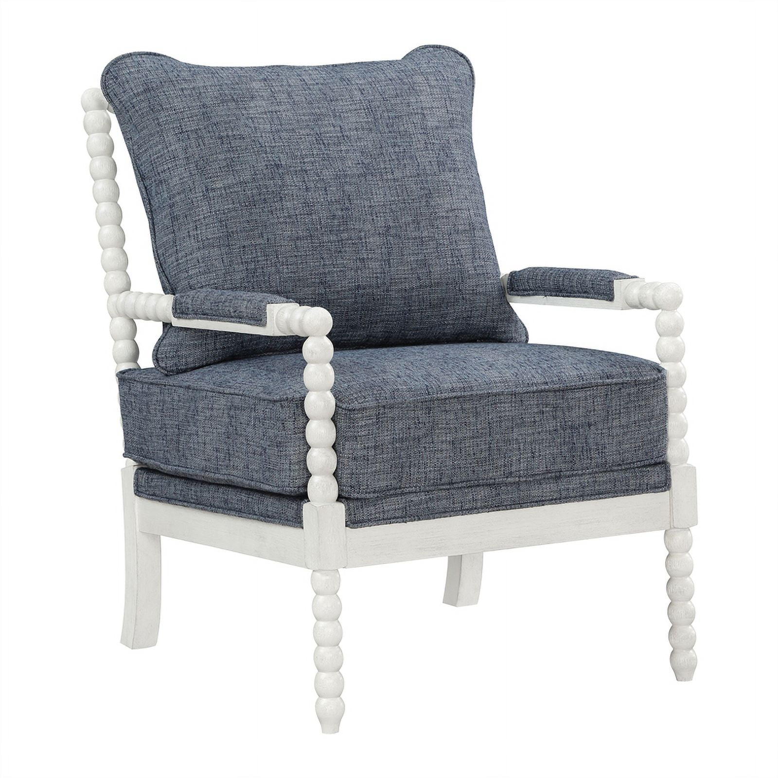 Kaylee Spindle Chair in Indigo Fabric with Antique White Frame