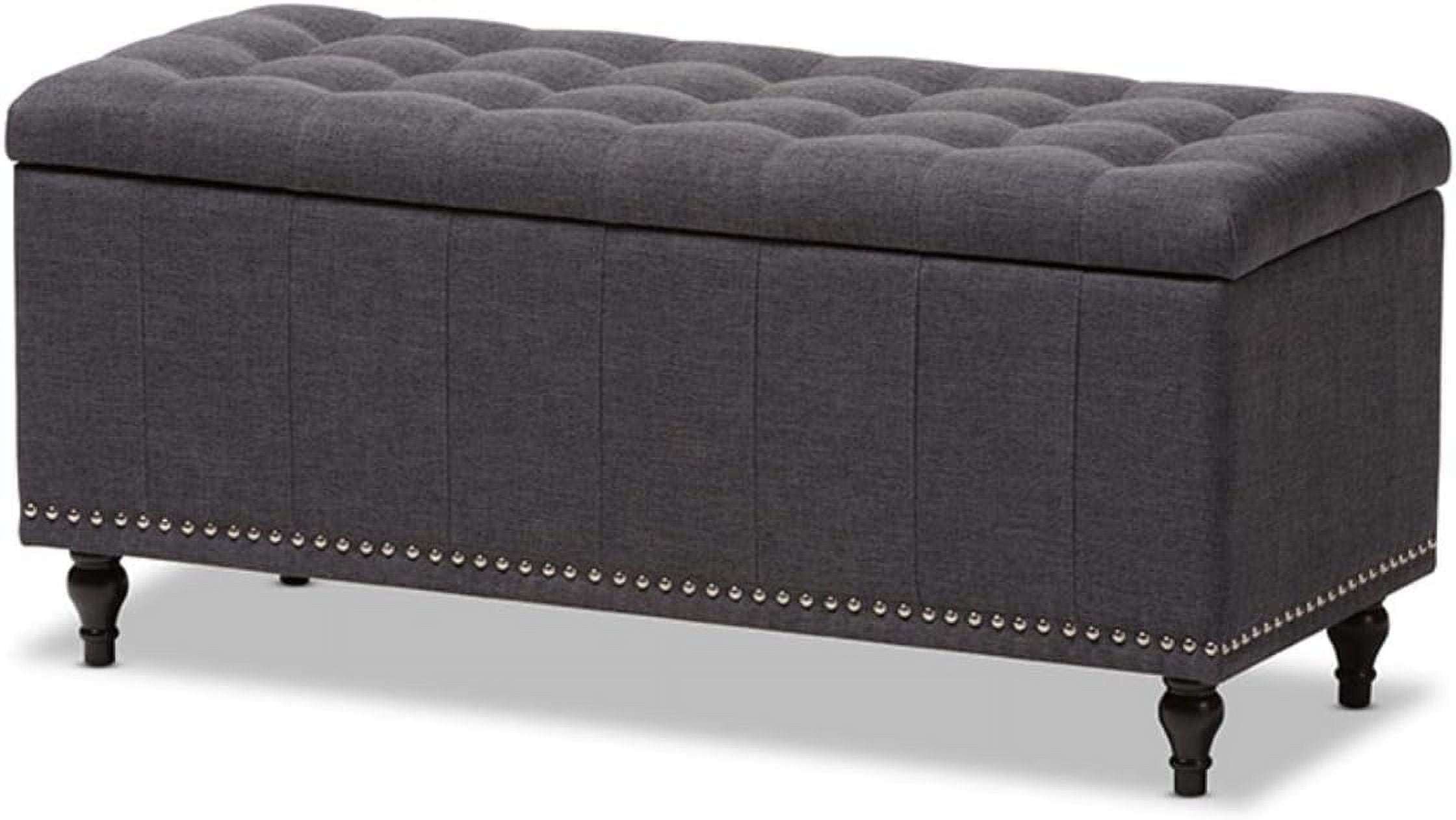 Kaylee Dark Gray Tufted Fabric Storage Ottoman Bench