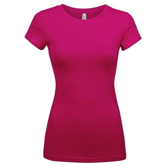 Kaylee_xo Sexy Women's Low-Cut Basic Round Neck Short Sleeve Fitted Tee Shirt Top