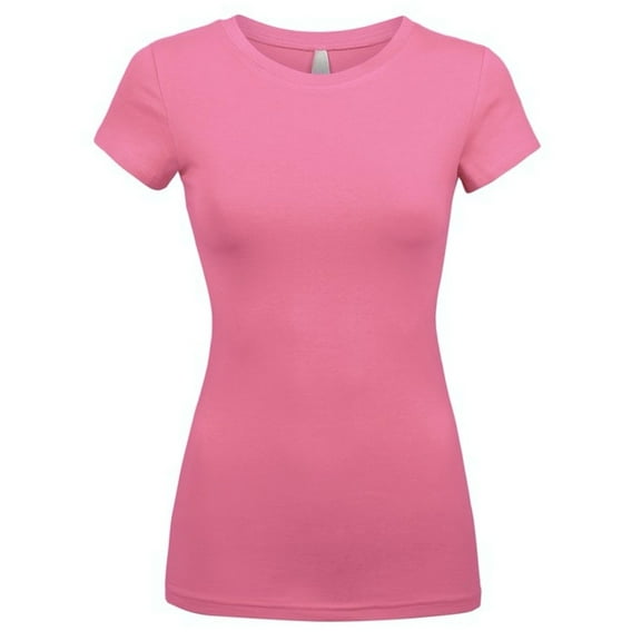 Kaylee_xo Sexy Women's Low-Cut Basic Round Neck Short Sleeve Fitted Tee Shirt Top