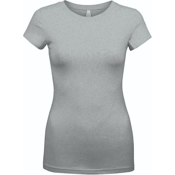 Kaylee_xo Sexy Women's Low-Cut Basic Round Neck Short Sleeve Fitted Tee Shirt Top