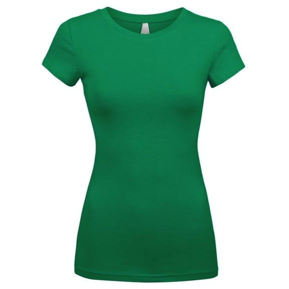 Kaylee_xo Sexy Women's Low-Cut Basic Round Neck Short Sleeve Fitted Tee Shirt Top