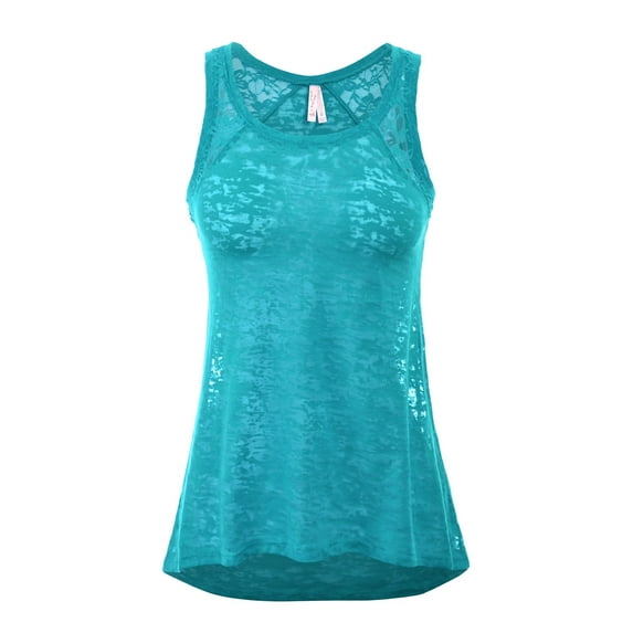 Kaylee_xo Sheer Burnout Flowy Racerback Mesh Relaxed Workout Sleeveless Tank Top