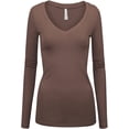 thumbnail image 1 of Kaylee_xo Women's Long Sleeve V-Neck Low-cut Sexy Solid Stretchy Shirt Top, 1 of 1