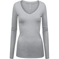 thumbnail image 1 of Kaylee_xo Women's Long Sleeve V-Neck Low-cut Sexy Solid Stretchy Shirt Top, 1 of 1