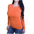 thumbnail image 1 of Kaylee_xo Women’s Round Neck Long Sleeve Solid Basic Slim Fit Cute Stretchy Tee Shirt Top, 1 of 2