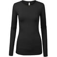 thumbnail image 1 of Kaylee_xo Women’s Round Neck Long Sleeve Solid Basic Slim Fit Cute Stretchy Tee Shirt Top, 1 of 1