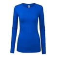 thumbnail image 1 of Kaylee_xo Women’s Round Neck Long Sleeve Solid Basic Slim Fit Cute Stretchy Tee Shirt Top, 1 of 1