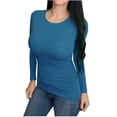 thumbnail image 1 of Kaylee_xo Women’s Round Neck Long Sleeve Solid Basic Slim Fit Cute Stretchy Tee Shirt Top, 1 of 2