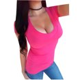 thumbnail image 1 of Kaylee_xo Women's Sexy Wide Band V-Neck Short Sleeve Fitted Tee Shirt Top, 1 of 1