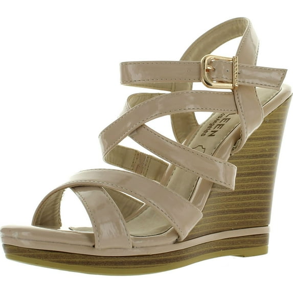 Kayleen DAYLA-2 Womens Ankle Strap Crossing Stacked Heel Wedge Sandals