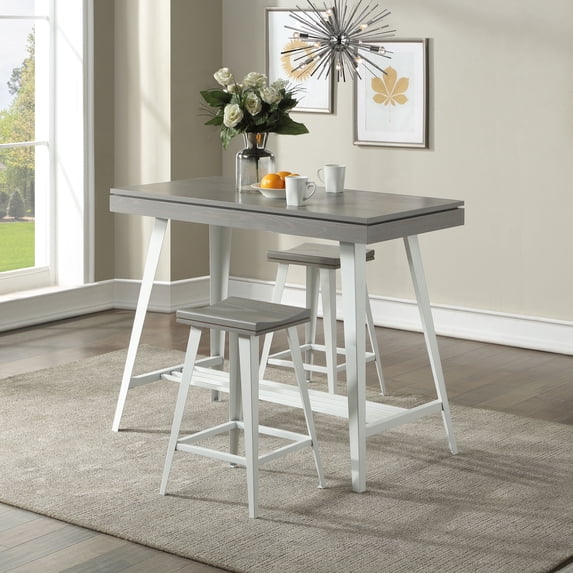 Kaylen Wood 3-Piece Counter Height Dining Table Set, Antique Gray