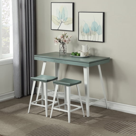 Kaylen Wood 3-Piece Counter Height Dining Table Set, Antique Green