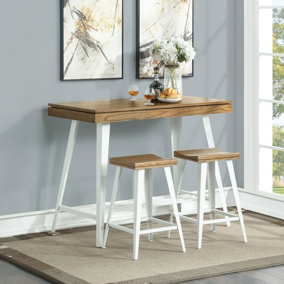 Kaylen Wood 3-Piece Counter Height Dining Table Set, Dark Oak