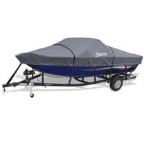 Kayme 1200D Heavy Duty Boat Cover for 10-16 ft Boats, with Reinforced Windproof Straps, Waterproof, Grey