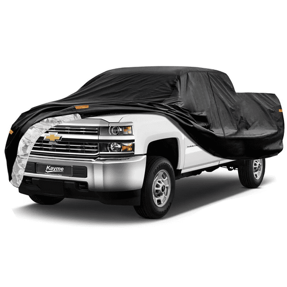 Kayme 6 Layers Waterproof Heavy Duty Outdoor Truck Cover, Custom Fit Chevrolet Silverado 2500HD(1998-2025) Extended/Crew Cab Long Bed, Black