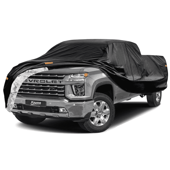 Kayme 6 Layers Waterproof Heavy Duty Outdoor Truck Cover, Custom Fit Chevrolet Silverado 3500HD(2001-2025) Extended/Crew Cab Long Bed, Black